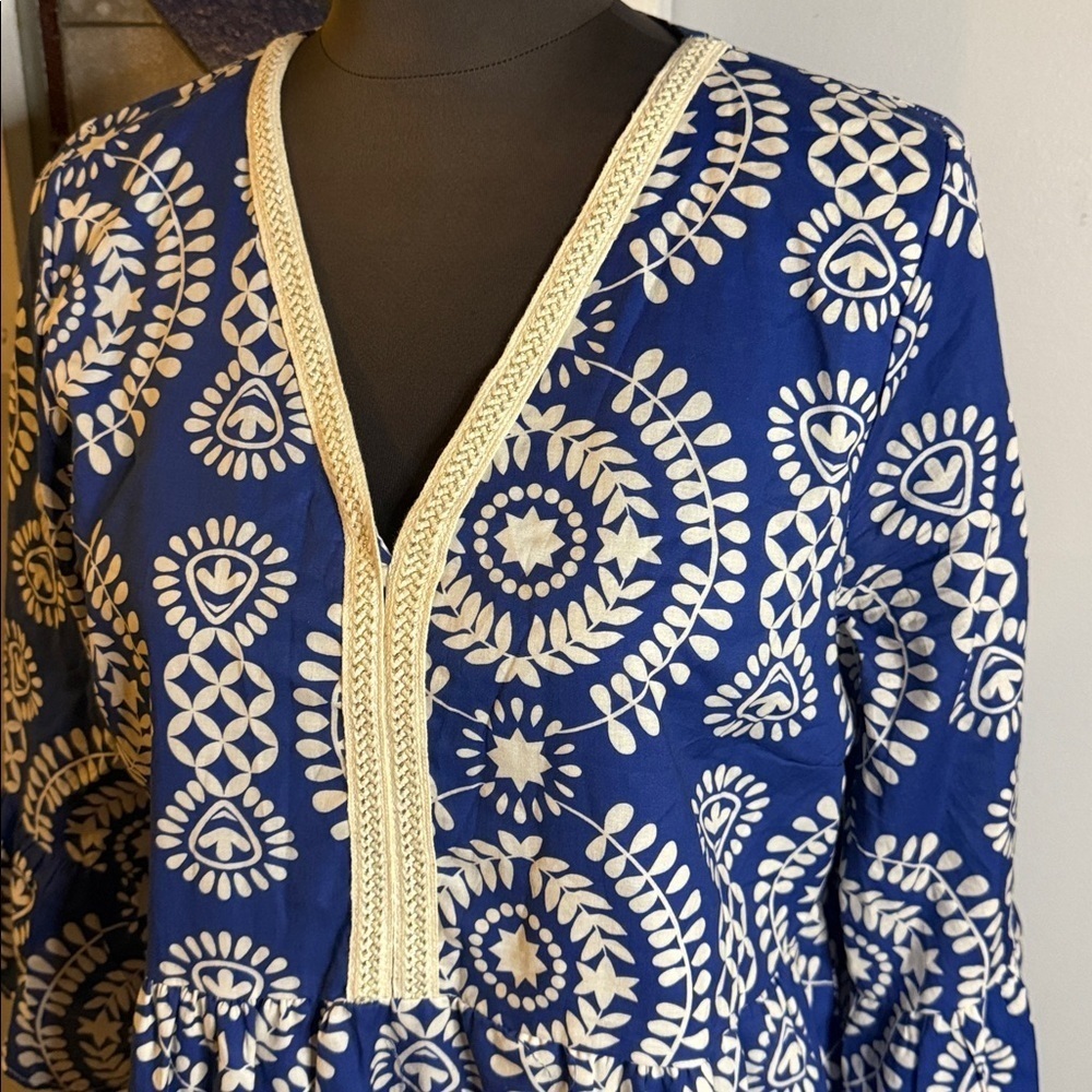 Saiph Lab Tiered Bell Sleeve Midi Dress SZ Large - Picture 2 of 8